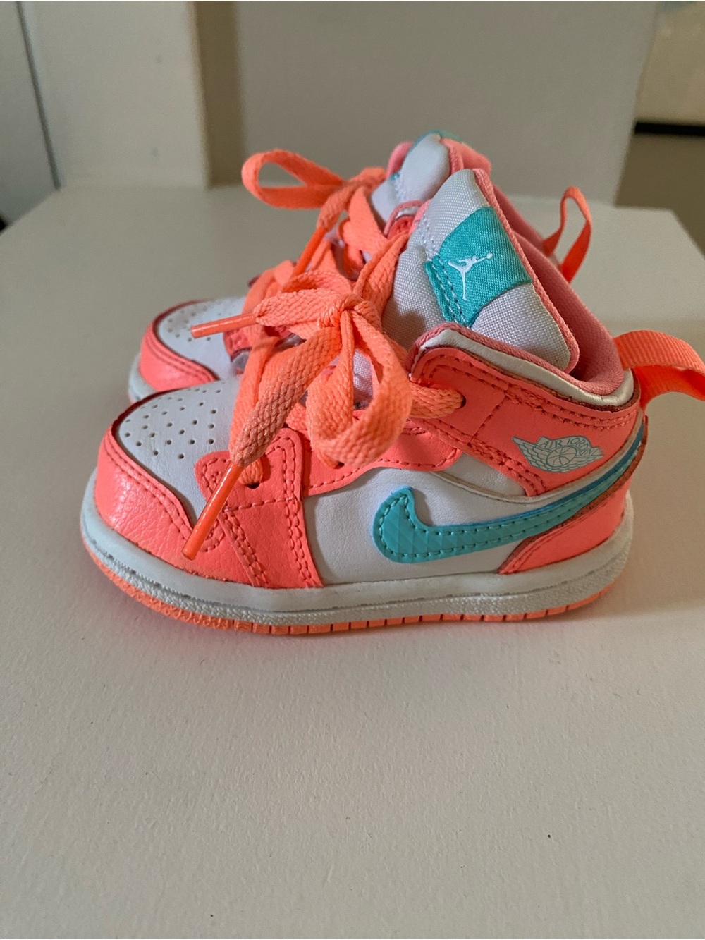 Nike Infant High-Top Sneakers in Coral Pink and Teal